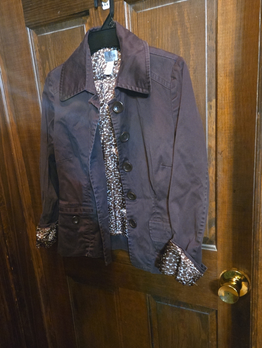 Chico's Chocolate Brown Button-Front Blazer with Printed Lining